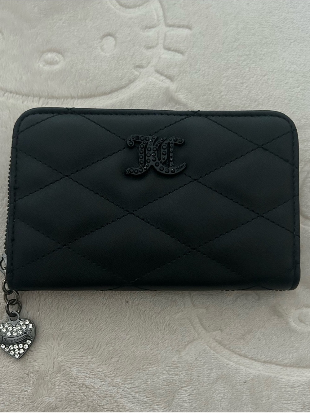 Black Juicy Couture Quilted Women's Wallet with Heart Charm